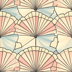 Abstract Seamless Pattern of  Folded Fans