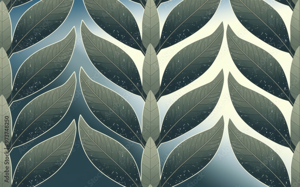 Aufkleber abstract leaf pattern. abstract seamless pattern with green foliage, showcasing a minimalist, styliz