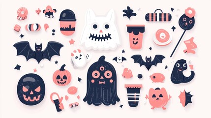 Spooky Savings Galore: Halloween-Themed Shopping Website Flat Design Illustration