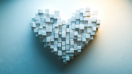 Fototapeta premium A heart made out of cubes on a blue background