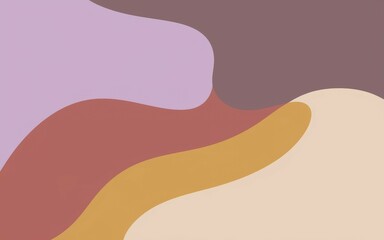 Abstract pastel shapes. Abstract design with purple, red, yellow, and beige colors in a wavy shape.