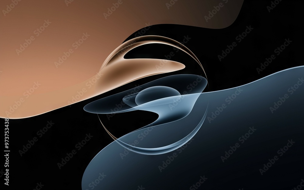 Aufkleber abstract sphere design. abstract sphere design with brown, blue and black curves. the image symboliz