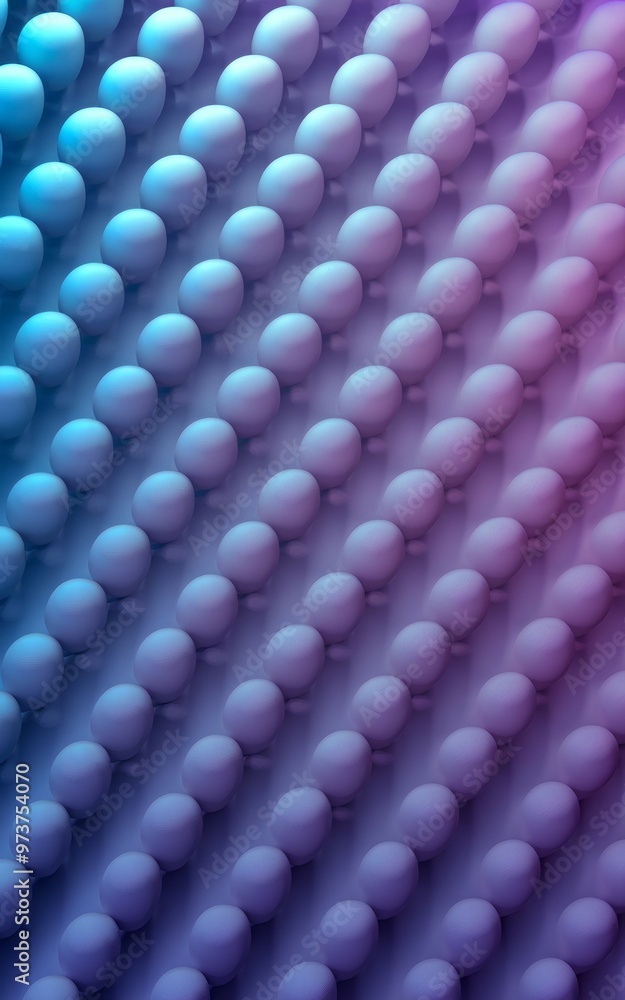 Poster abstract sphere pattern. diagonal rows of spheres arranged in a repeating pattern, illuminated by a 