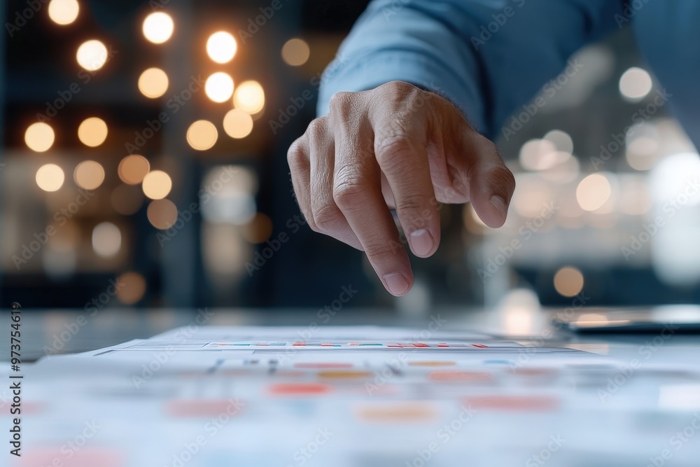Poster engaging marketing strategies: a close-up of hands interacting with data-driven execution plans