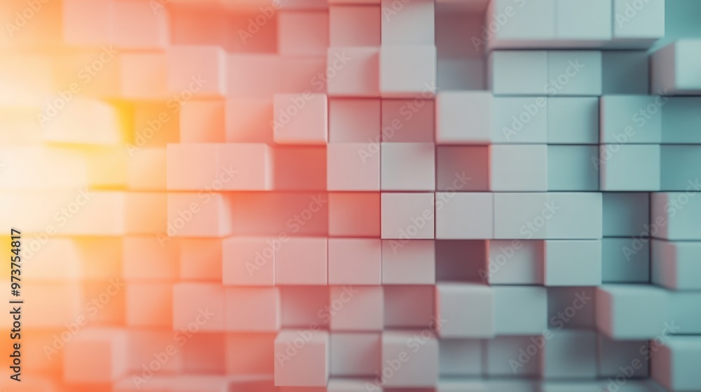 Poster vibrant cubes in a soft gradient glow: exploring modern abstract design and visual appeal