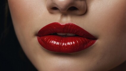 Obraz premium A woman with red lips and a red lip liner