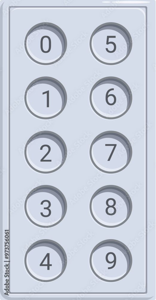 Poster elevator buttons panel showing floor numbers for navigation inside a building