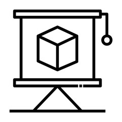 3d presentation Line Icon