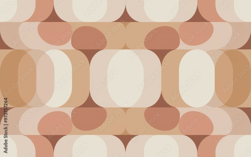 Aufkleber abstract geometric pattern. seamless pattern featuring various shapes in earthy tones, creating a re