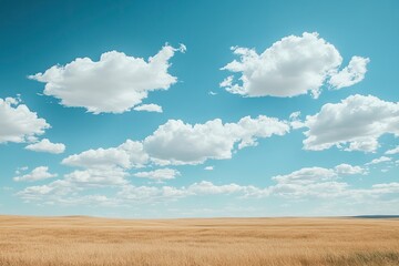 Obraz premium Blue sky and white clouds prairie, ai