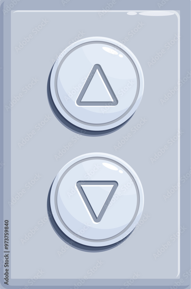 Poster elevator buttons panel is showing up and down arrows for choosing floor in cartoon style