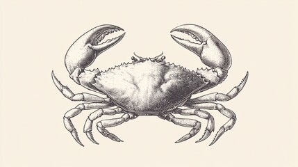 111. A detailed crab design template featuring hand-drawn vector illustrations of seafood, presented in an engraved style, ideal for a vintage lobster banner
