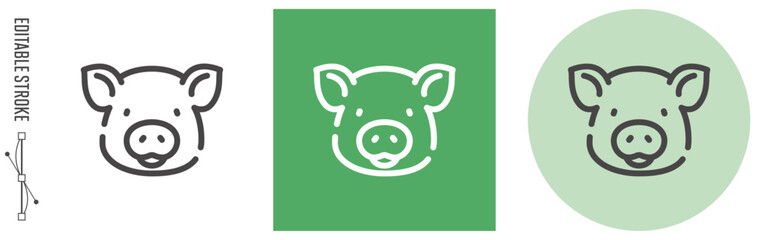 豚肉、食物アレルギー 特定原材料｜ライン・アイコン　[線の編集可能]