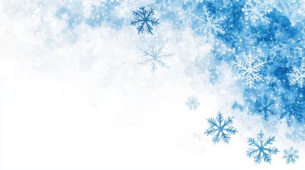 Abstract Blue Watercolor Snowflake Background