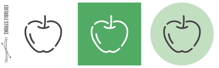 りんご、食物アレルギー 特定原材料｜ライン・アイコン　[線の編集可能]