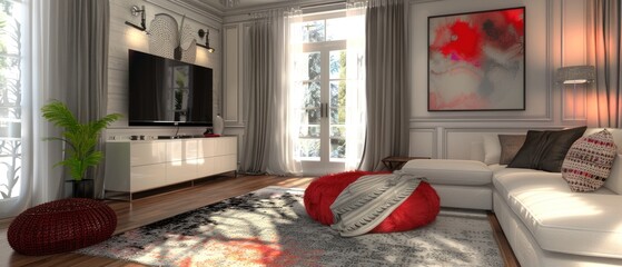 Modern interior design comfortable living room AI generated image