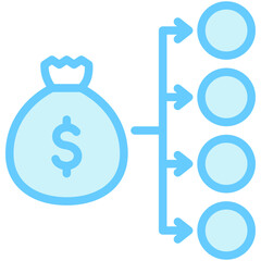 Obraz premium Allocation dual tone blue color icon. related to education, business, economy, financial theme. best for UI, UX, app and web development.