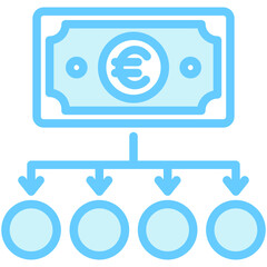 Allocation dual tone blue color icon. related to education, business, economy, financial theme. best for UI, UX, app and web development.
