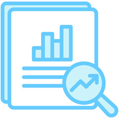 Analysis dual tone blue color icon. related to education, business, economy, financial theme. best for UI, UX, app and web development.