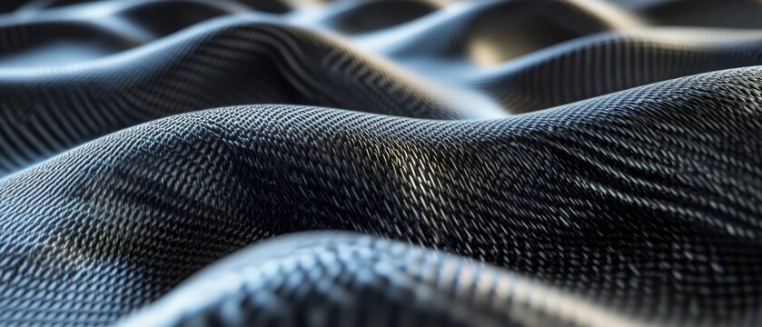 Close-up of fiber reinforced composites, with detailed examination of fiber arrangement and texture, emphasizing material strength and advanced technology in a sleek, high-definition view