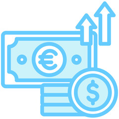 Capital dual tone blue color icon. related to education, business, economy, financial theme. best for UI, UX, app and web development.