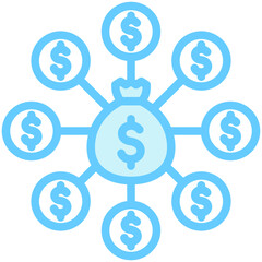 Obraz premium Hedge Fund dual tone blue color icon. related to education, business, economy, financial theme. best for UI, UX, app and web development.
