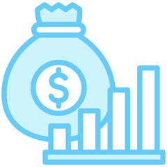 Growth dual tone blue color icon. related to education, business, economy, financial theme. best for UI, UX, app and web development.