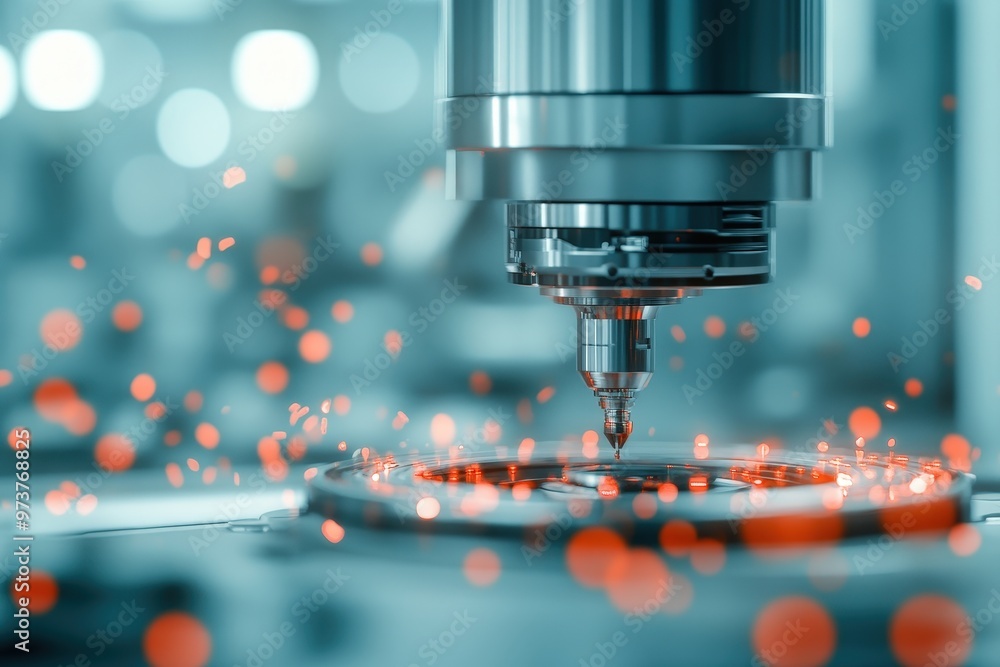 Poster innovative mechanical precision: advanced technology in action at a modern workshop environment