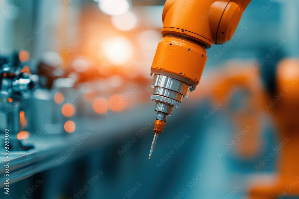 Aufkleber advanced industrial robot arm in action: precision engineering and automation at its best!