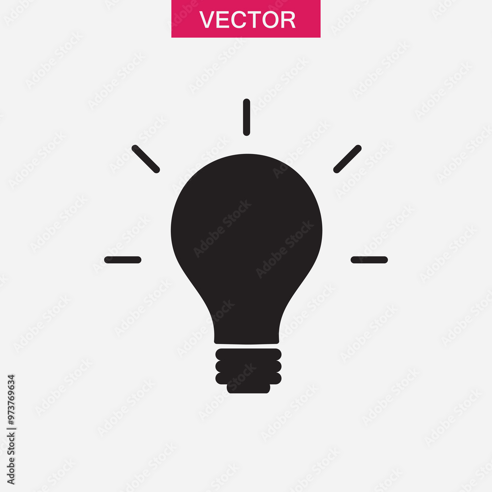 Poster light bulb icon , vector flat black simple illustration for web and app..eps
