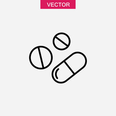 Pills flat icon. vector flat black linear illustration for web and app..eps