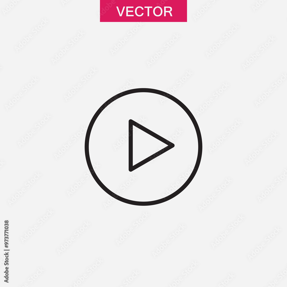 Poster play line icon. vector flat black simple illustration for web and app..eps