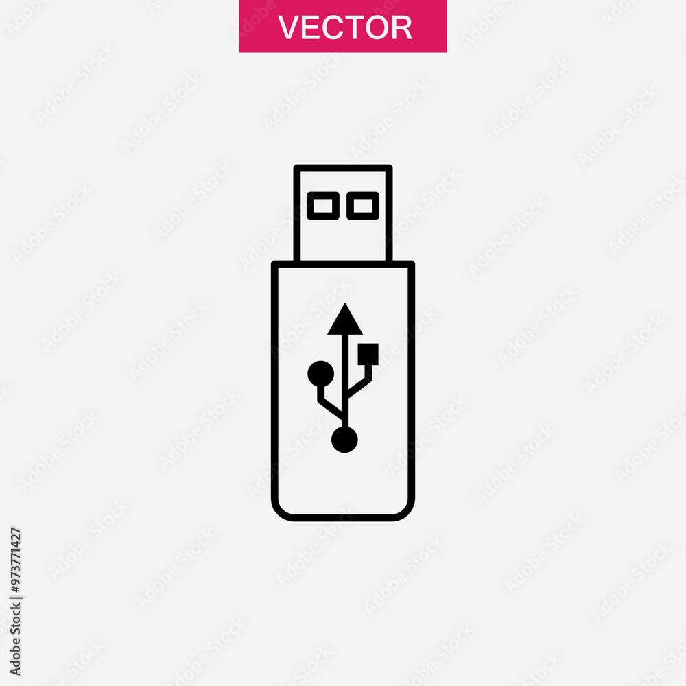 Poster usb line icon.vector flat black trendy style linear illustration for web and app..eps