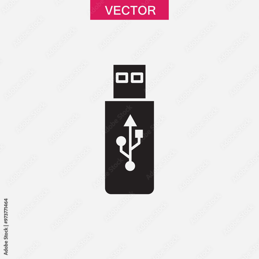 Poster usb vector icon, simple flat black trendy style illustration for web and app..eps