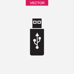 Usb vector icon, simple flat black trendy style illustration for web and app..eps