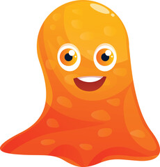 Cheerful and friendly cartoon monster with a wide smile, floating in the air