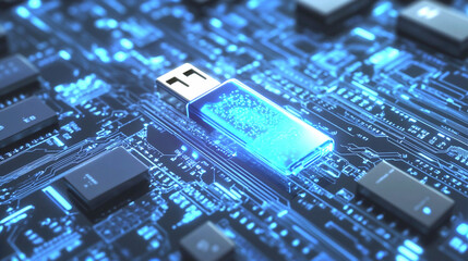USB device infected with malware - cyber threat concept