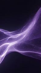 Dark digital abstract background wallpaper with purple waves and particles of light, unique graphic design