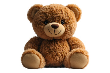 Fototapeta premium A brown teddy bear rests on a dark black background, emphasizing its cuddly texture and inviting demeanor.