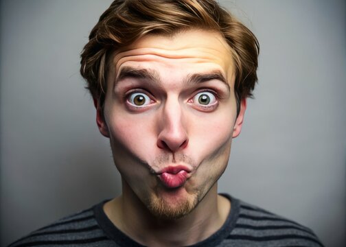 A endearing, embarrassed expression with a slightly raised corner of the mouth and downcast eyes, conveying a mix