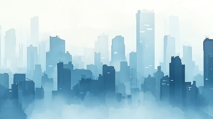 Minimalist Cityscape in Watercolor Style