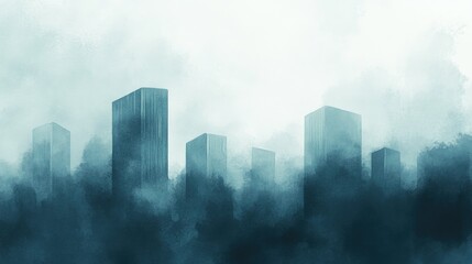 Fototapeta premium Minimalist Cityscape in Watercolor Style