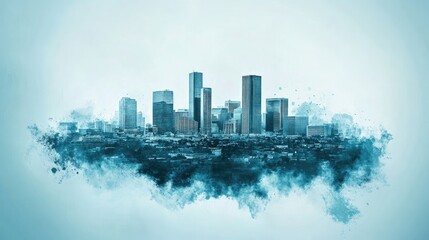 Minimalist Cityscape in Watercolor Style