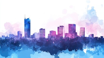 Obraz premium Minimalist Cityscape in Watercolor Style