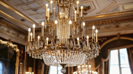 Antique luxury crystal chandelier AI generated image