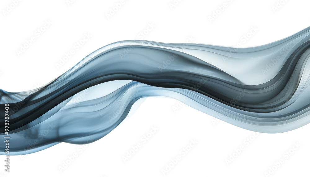 Poster grey smoke wave movement 3d abstract gradient motion render isolated on transparent background cutou