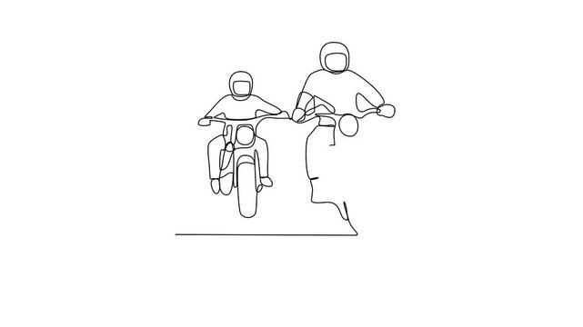 Animated self drawing of the people Sunday morning riding video illustration. Riding themes design with simple linear style video concept design. Good for sports club or education design asset