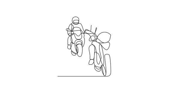Animated self drawing of the people Sunday morning riding video illustration. Riding themes design with simple linear style video concept design. Good for sports club or education design asset