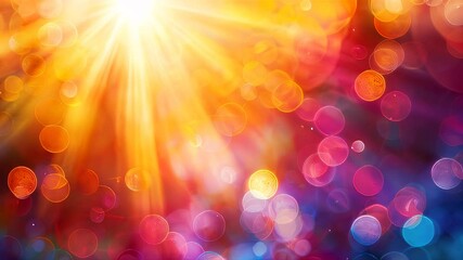 Radiant sunlight with a beautiful bokeh effect, creating a warm and vibrant abstract background full of colors.