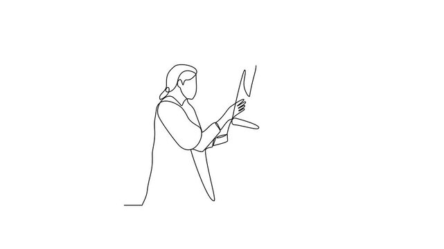 Animated self drawing of 
someone is leading his horse video illustration. Animal themes design concept in simple linear style vector. Good asset for educational presentation animal purpose.